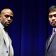 Floyd Mayweather Jr. and Manny Pacquiao pose during a press conference March 11, 2015, in Los Angeles.
FREDERIC J. BROWN/AFP/Getty Images